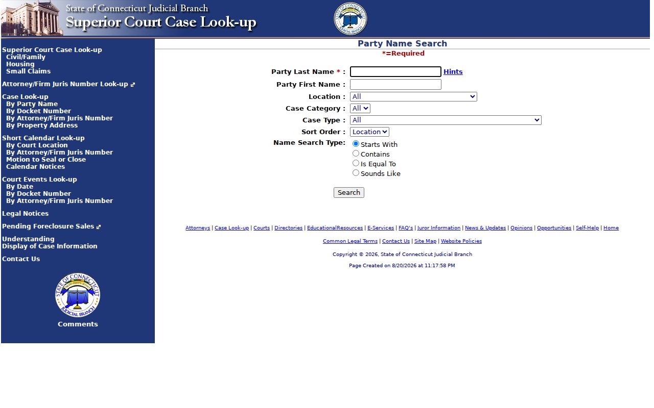 Naugatuck resident lookup Connecticut civil party search