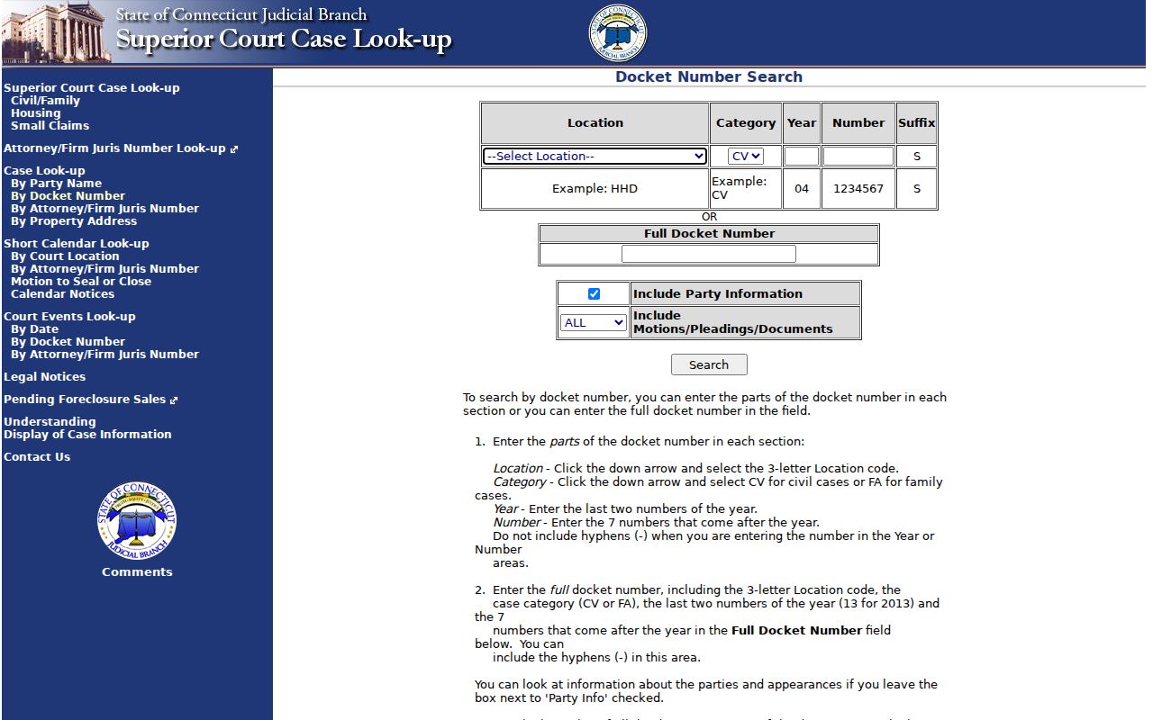Naugatuck resident lookup Connecticut civil docket search