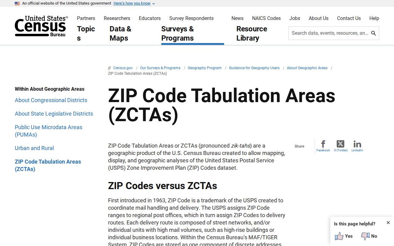 Naugatuck ZIP code directory Census ZCTA guidance
